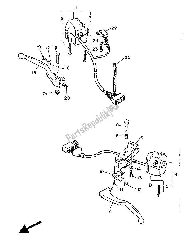 Tutte le parti per il Impugnatura Interruttore E Leva del Yamaha FZ 600 1988