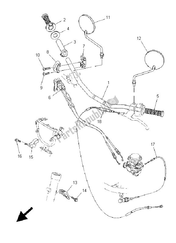 All parts for the Steering Handle & Cable of the Yamaha XG 250 Tricker 2005
