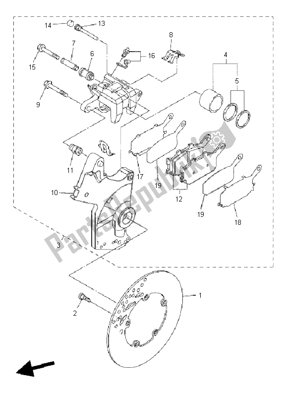 Tutte le parti per il Pinza Freno Posteriore del Yamaha FZ1 SA Fazer 1000 2010