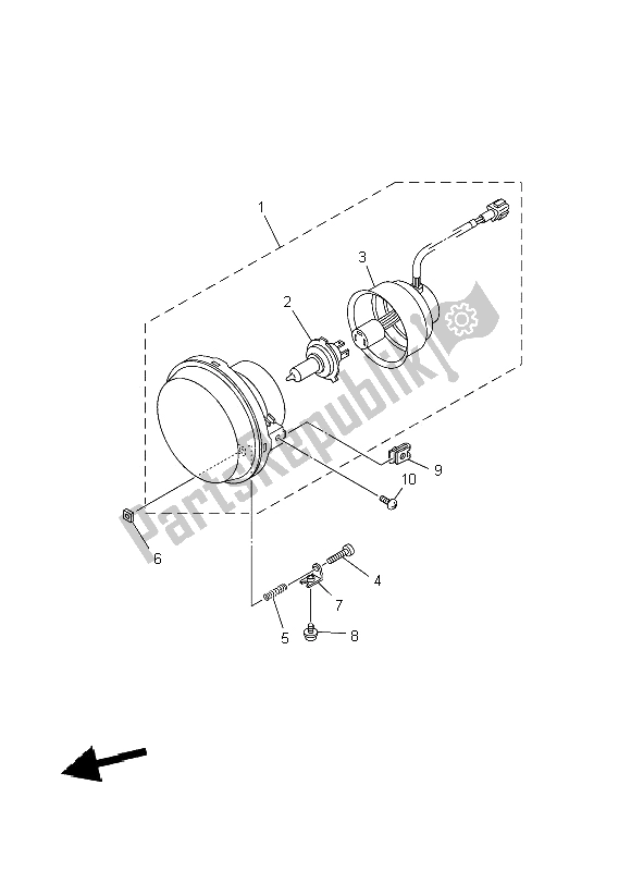 All parts for the Headlight of the Yamaha YFM 550 FWA Grizzly 4X4 2014