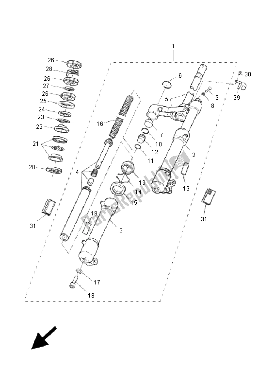 All parts for the Front Fork of the Yamaha YQ 50L Aerox Race Replica 2009