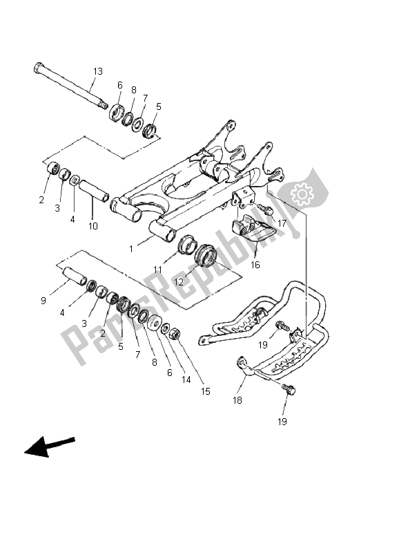 Tutte le parti per il Braccio Posteriore del Yamaha YFS 200 Blaster 2002