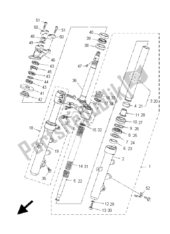 All parts for the Steering of the Yamaha YP 400 Majesty 2009