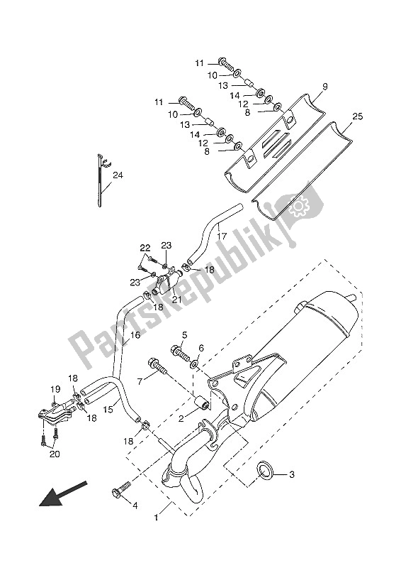 All parts for the Exhaust of the Yamaha CW 50 2016