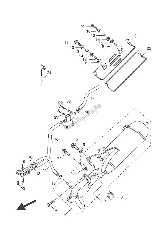 Todas as partes de Escape do Yamaha CW 50 LN 2016