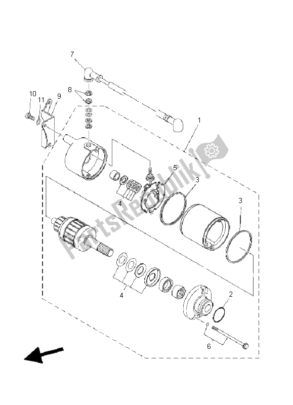 All parts for the Starting Motor of the Yamaha YFM 250 Bear Tracker 2X4 2004