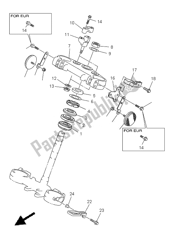 All parts for the Steering of the Yamaha WR 250F 2013