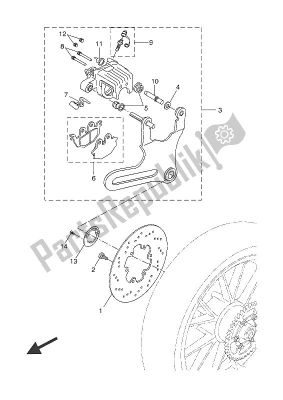 Tutte le parti per il Pinza Freno Posteriore del Yamaha YZF R 125A 2016