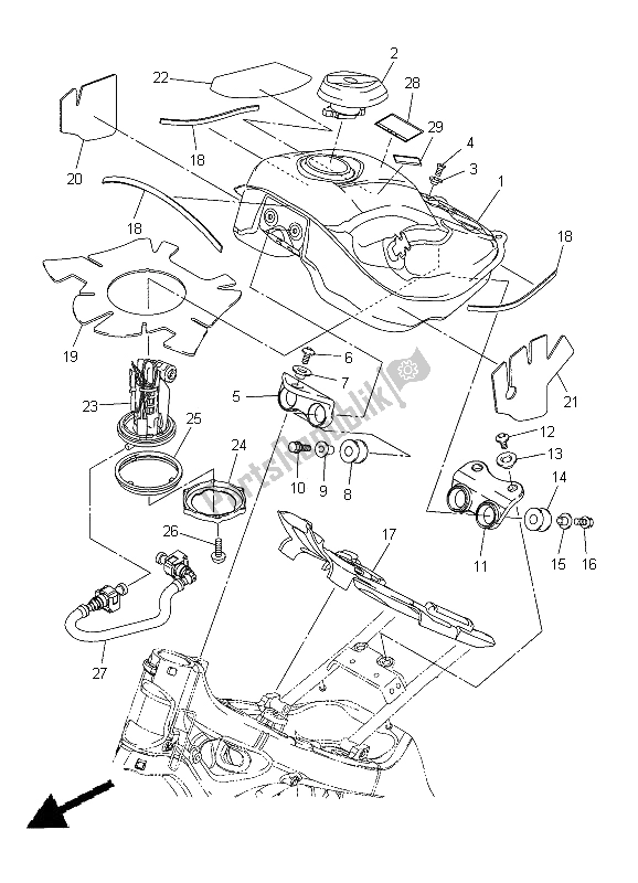 All parts for the Fuel Tank of the Yamaha WR 250X 2012