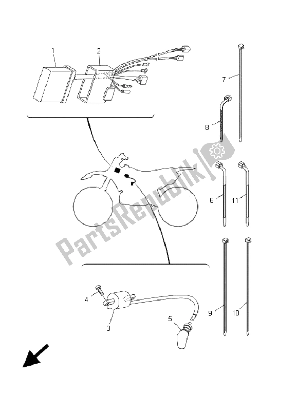 Toutes les pièces pour le électrique 1 du Yamaha YZ 250 2001