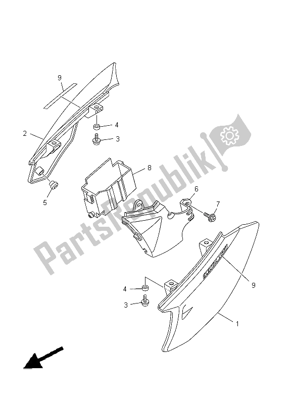 All parts for the Side Cover of the Yamaha TT R 50E 2012