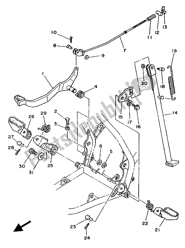 Todas as partes de Suporte E Apoio Para Os Pés do Yamaha YZ 80 1988