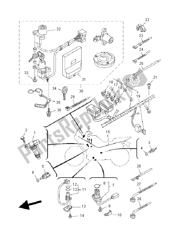 Tutte le parti per il Elettrico 1 del Yamaha XT 1200Z Tenere 2011