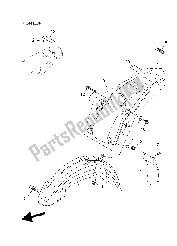 All parts for the Fender of the Yamaha YZ 250 2009