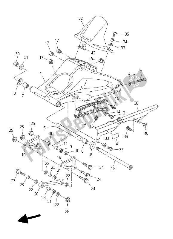 Tutte le parti per il Braccio Posteriore del Yamaha FZ8 NA 800 2011