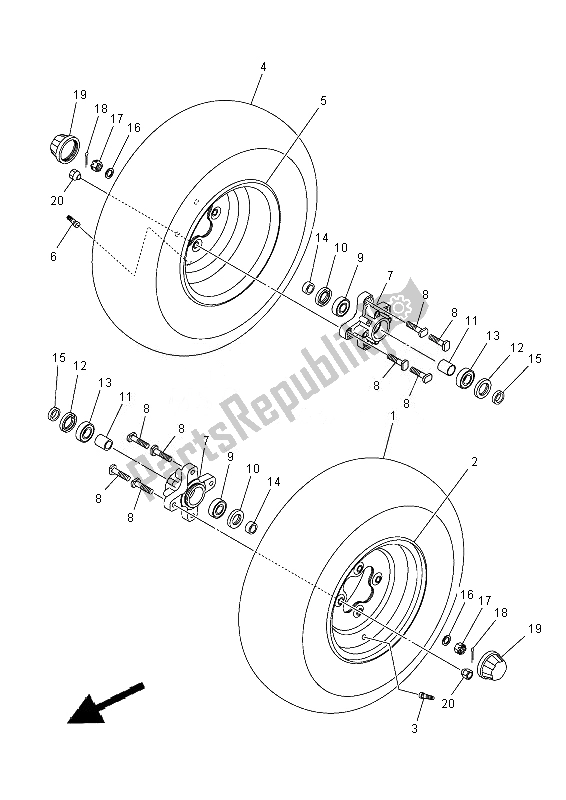 Tutte le parti per il Ruota Anteriore del Yamaha YFM 300F Grizzly 2X4 2013