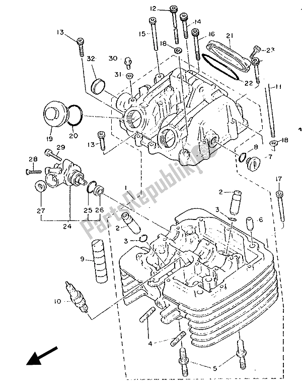 Todas las partes para Cabeza De Cilindro de Yamaha XT 600Z Tenere 1989