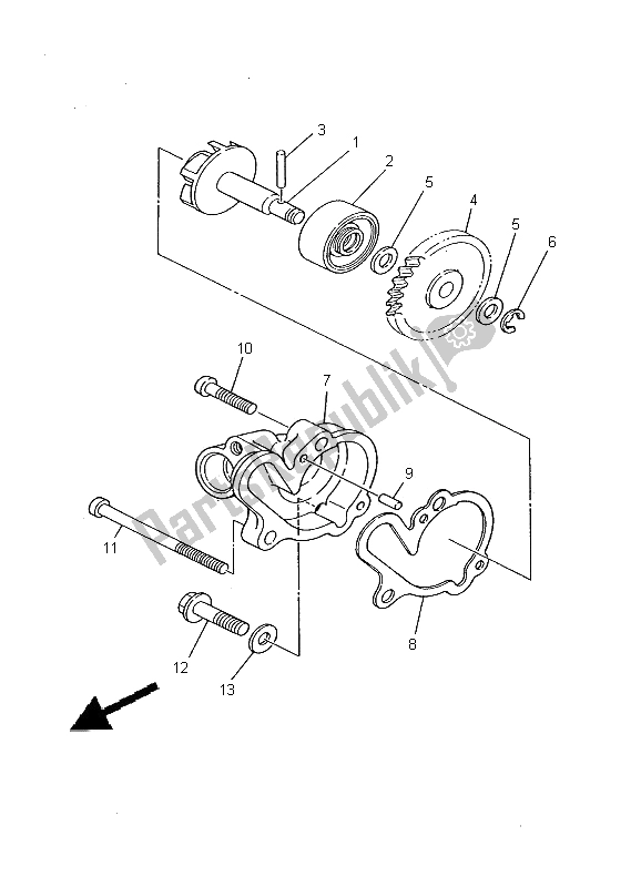 All parts for the Water Pump of the Yamaha DT 125R 2000