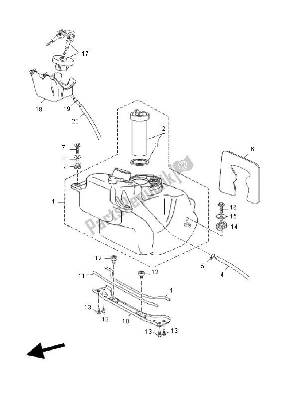 All parts for the Fuel Tank of the Yamaha YP 250R Sport X MAX 2011