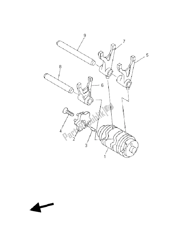 All parts for the Shift Cam & Fork of the Yamaha XT 125R 2008