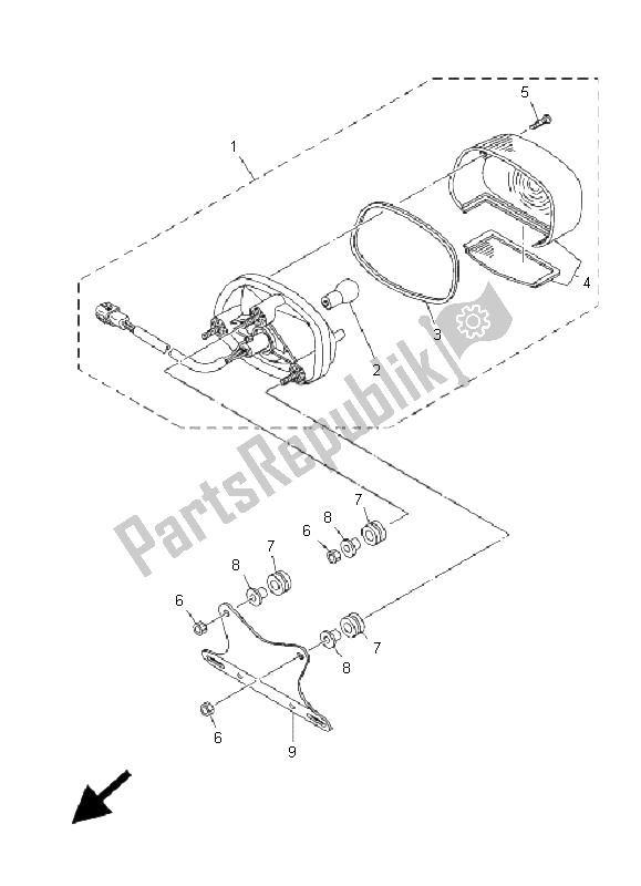 All parts for the Taillight of the Yamaha YFM 350X Wolverine 2X4 2009