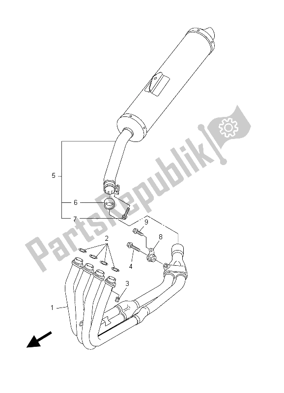 All parts for the Exhaust of the Yamaha YZF R6 600 2003