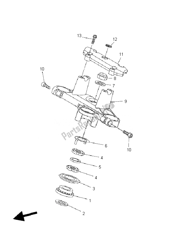 All parts for the Steering of the Yamaha FZ6 Nahg 600 2007