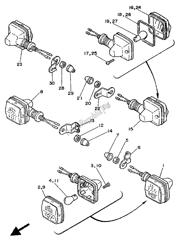 All parts for the Flasher Light of the Yamaha DT 125R 1992