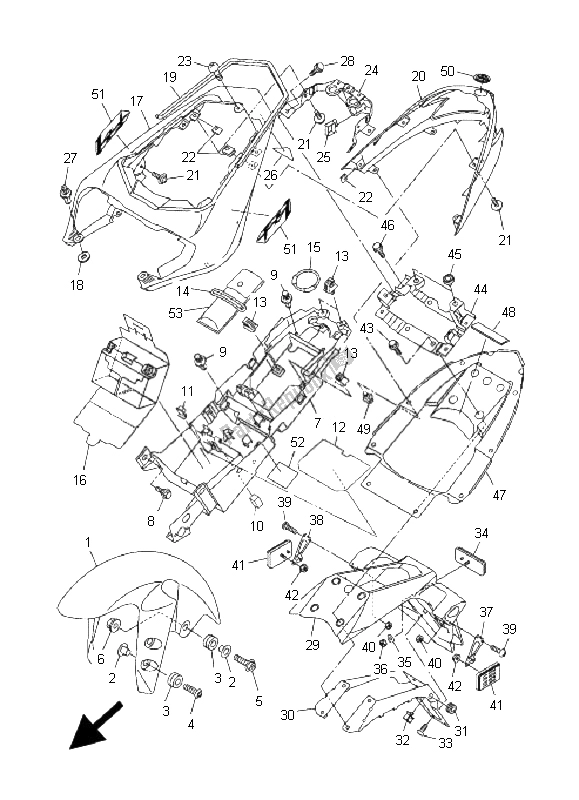 Tutte le parti per il Parafango del Yamaha FZ1 N Fazer 1000 2008