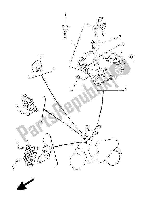 Todas las partes para Eléctrico 1 de Yamaha YN 50F 2014