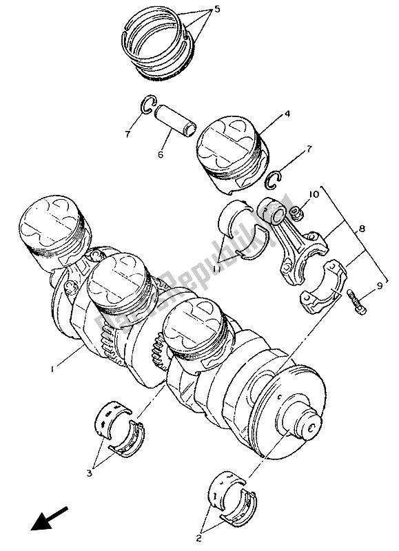 Toutes les pièces pour le Piston De Vilebrequin du Yamaha GTS 1000 1993