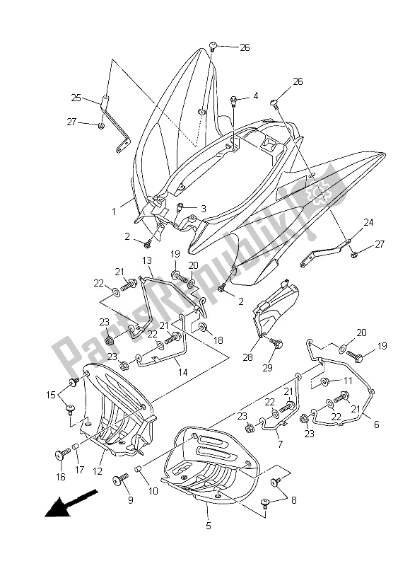 Tutte le parti per il Parafango Posteriore del Yamaha YFM 250R Raptor 2013