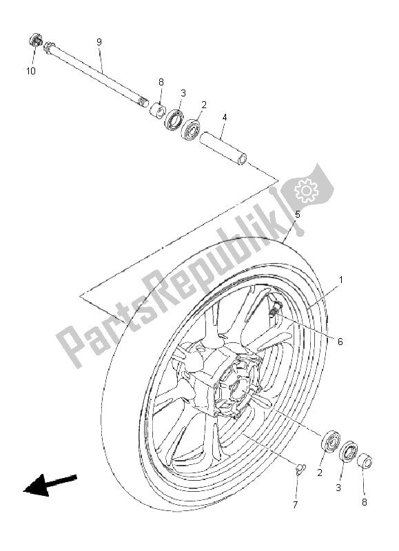 All parts for the Front Wheel of the Yamaha XVS 950A 2011