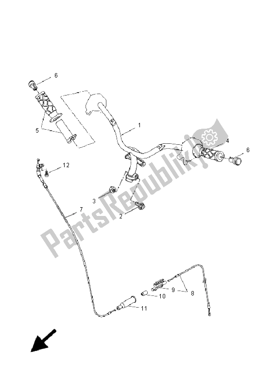 All parts for the Steering Handle & Cable of the Yamaha YQ 50L Aerox Race Replica 2009