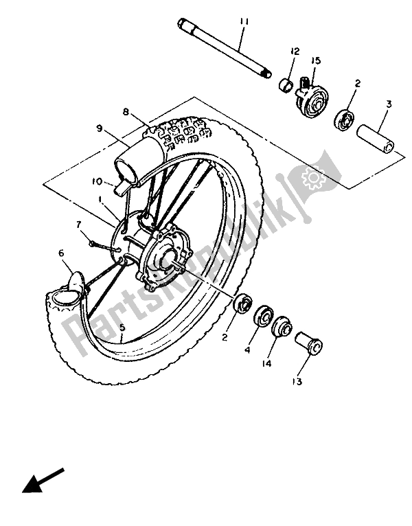Alle onderdelen voor de Voorwiel van de Yamaha TT 600W 1989