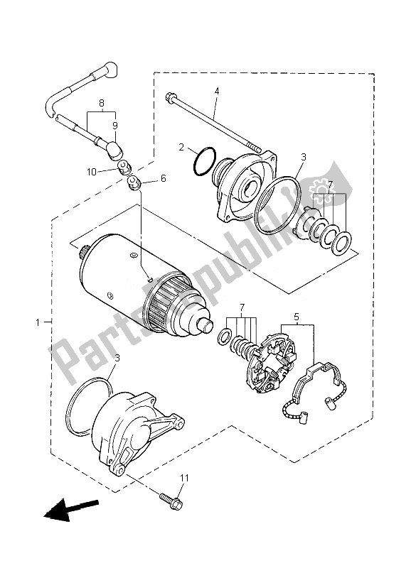 All parts for the Starting Motor of the Yamaha XJR 1300 2010