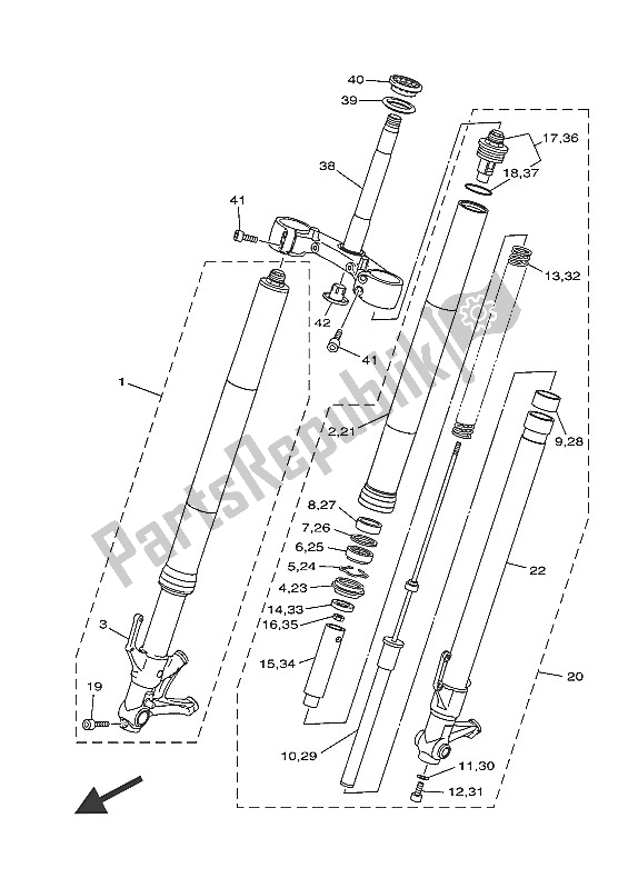 Toutes les pièces pour le Fourche Avant du Yamaha MT 09 900 2016