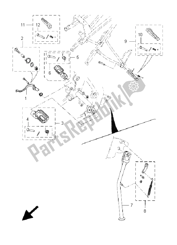 All parts for the Stand & Footrest of the Yamaha DT 50R SM 2006