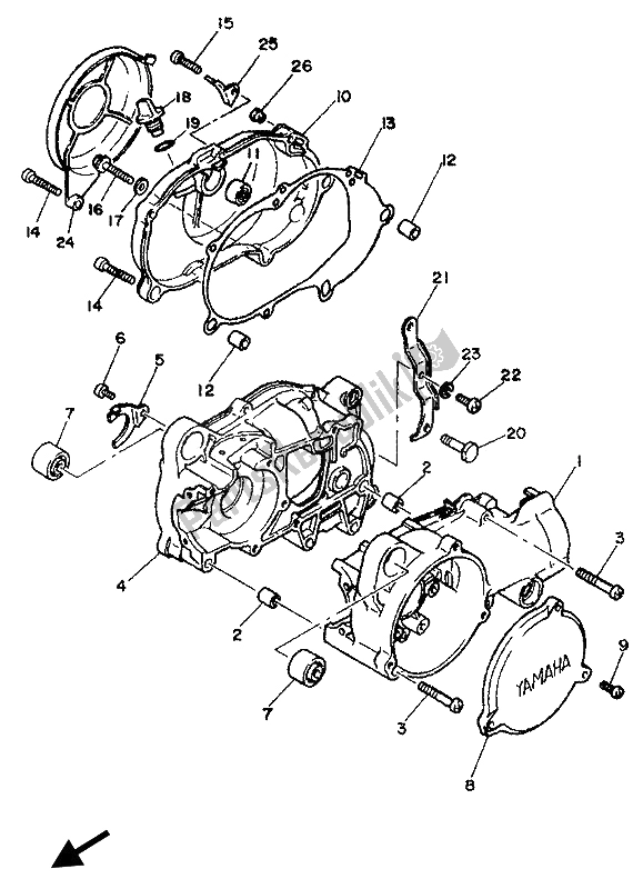 All parts for the Crankcase of the Yamaha PW 50 1991