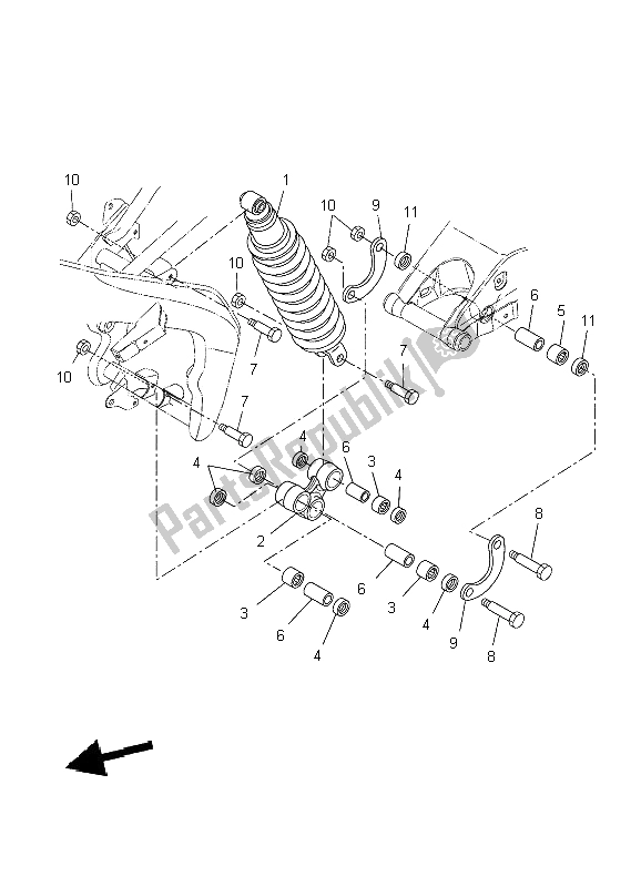 All parts for the Rear Suspension of the Yamaha YZF R 125 2009