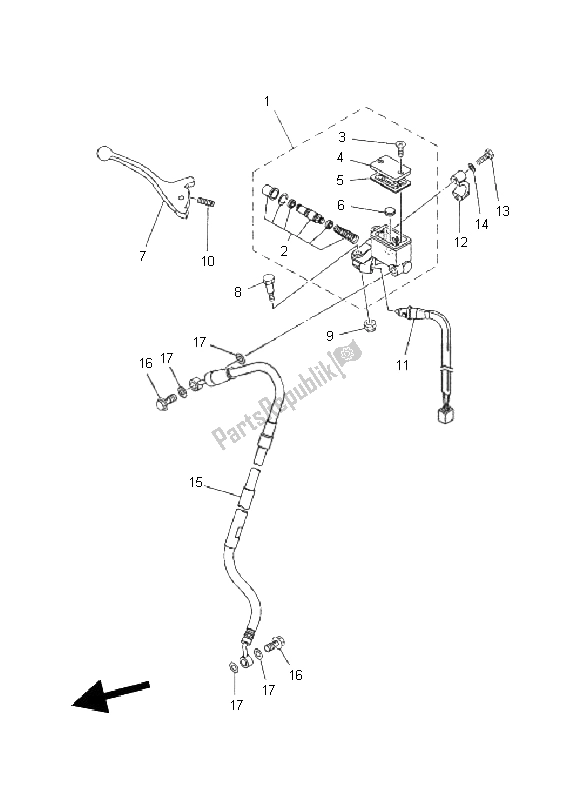 All parts for the Front Master Cylinder of the Yamaha XT 660X 2011