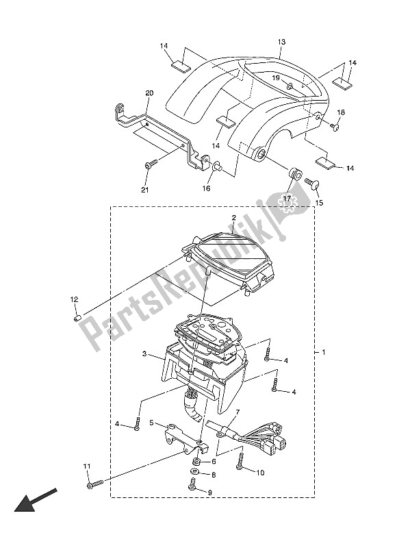 All parts for the Meter of the Yamaha XVS 1300A 2016