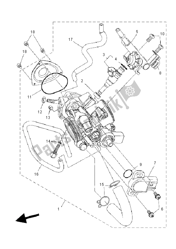 Alle onderdelen voor de Gasklephuis 1 van de Yamaha YFZ 450R 2011