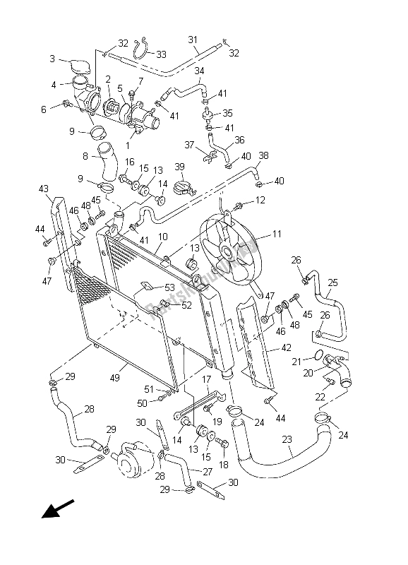 All parts for the Radiator & Hose of the Yamaha FZS 1000 S Fazer 2003