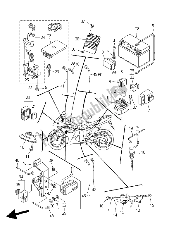 All parts for the Electrical 2 of the Yamaha YZF R1 1000 2007