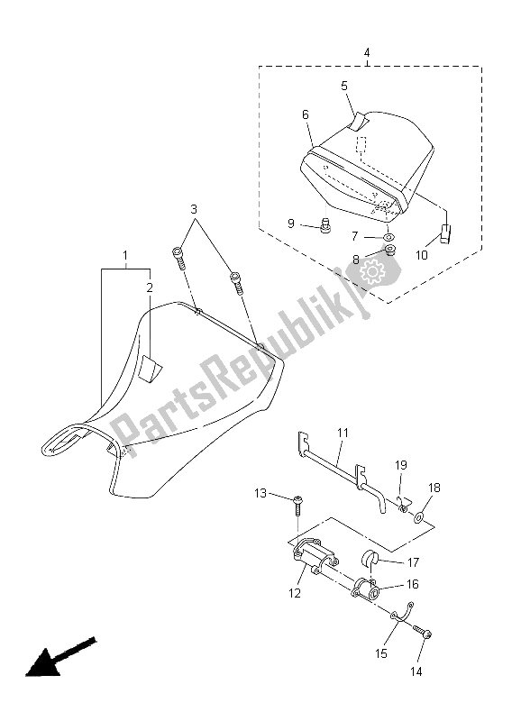 All parts for the Seat of the Yamaha YZF R6 600 2005