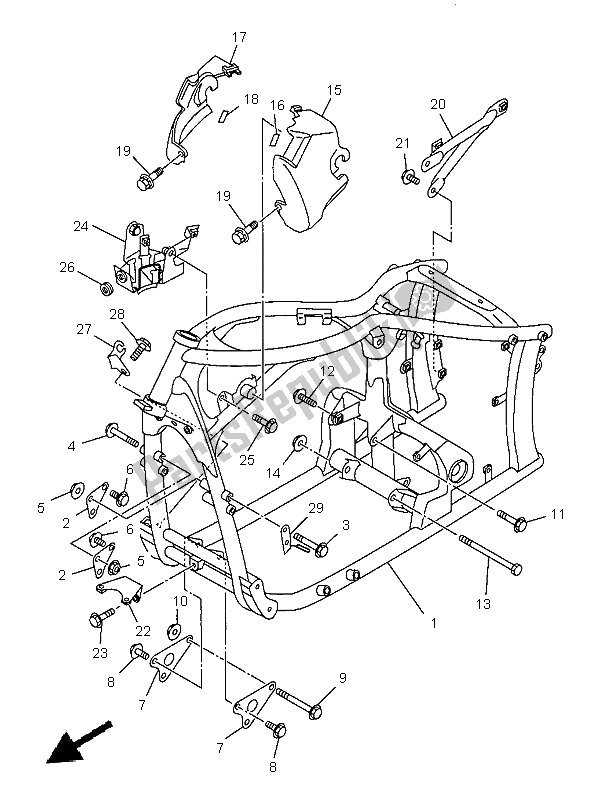 All parts for the Frame of the Yamaha XVS 650 Dragstar 1999