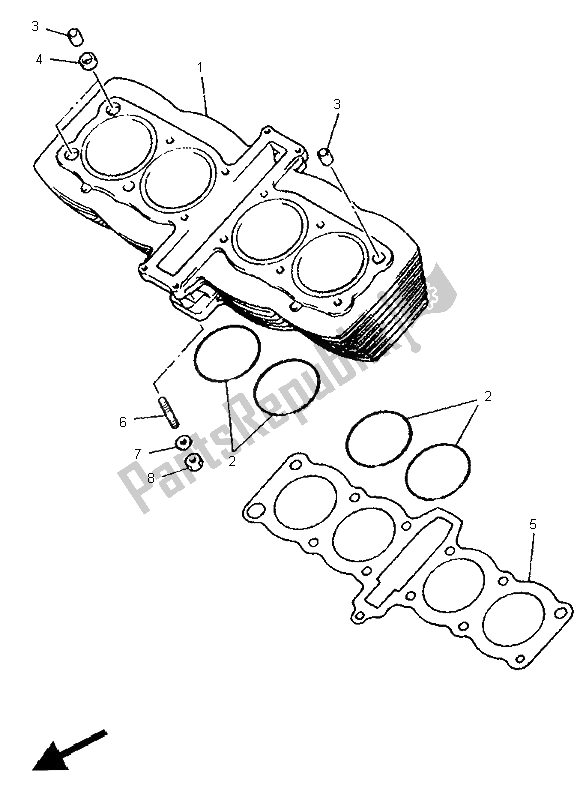 All parts for the Cylinder of the Yamaha XJ 600S 1995