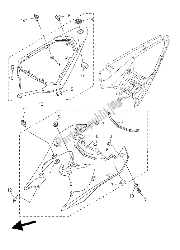 Alle onderdelen voor de Zijdeksel van de Yamaha YZF R6 600 2010