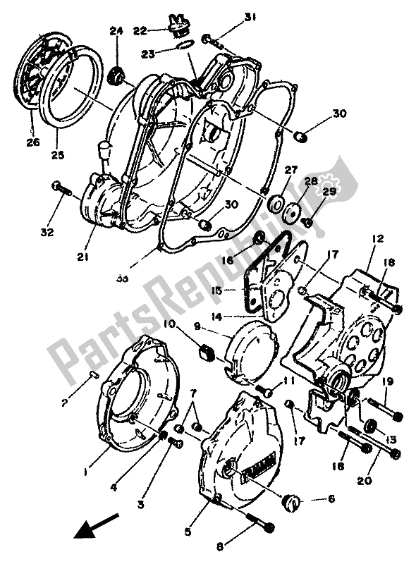 Toutes les pièces pour le Couvercle De Carter 1 du Yamaha RD 500 LC 1985